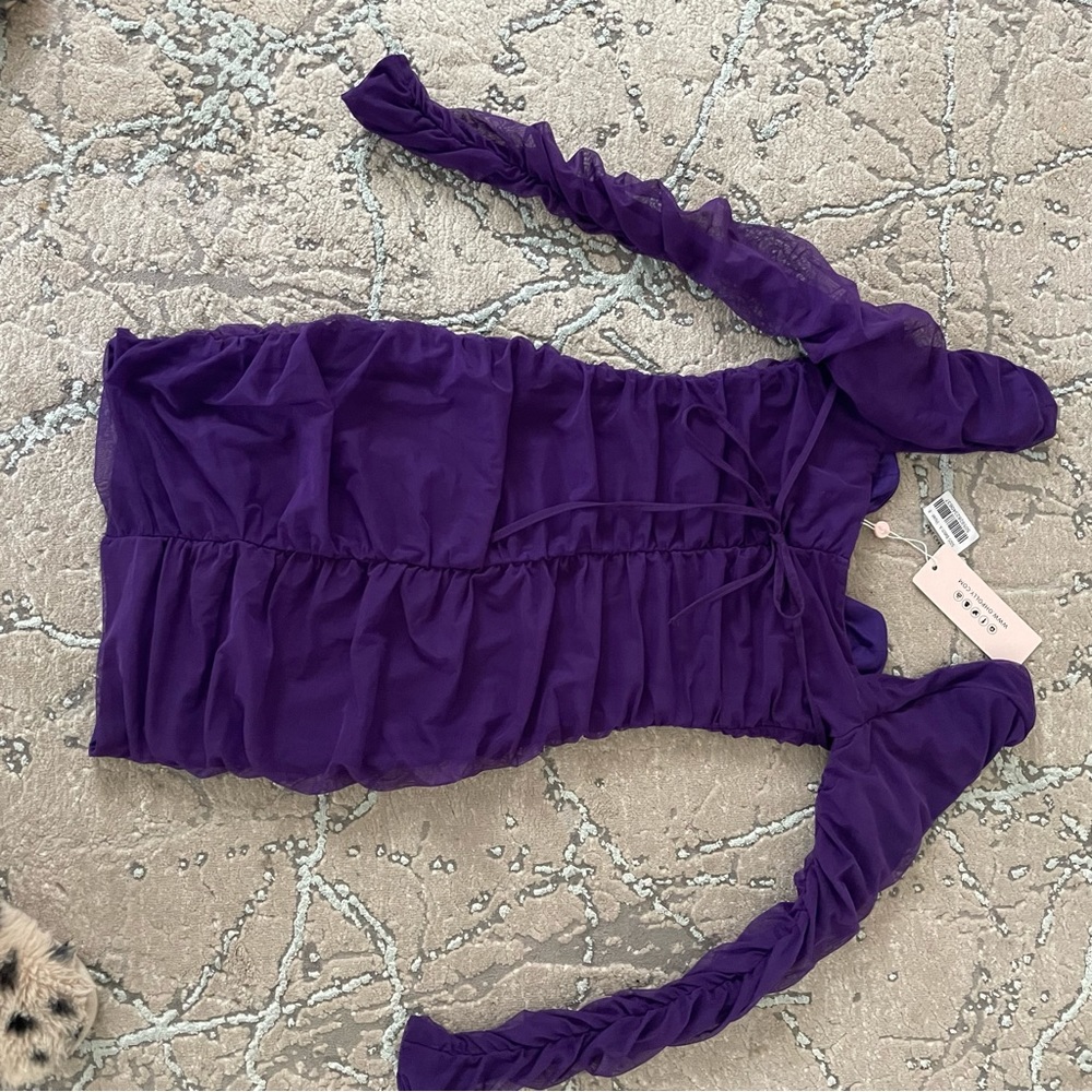 Oh polly never worn purple ruched dress - Picture 2 of 3